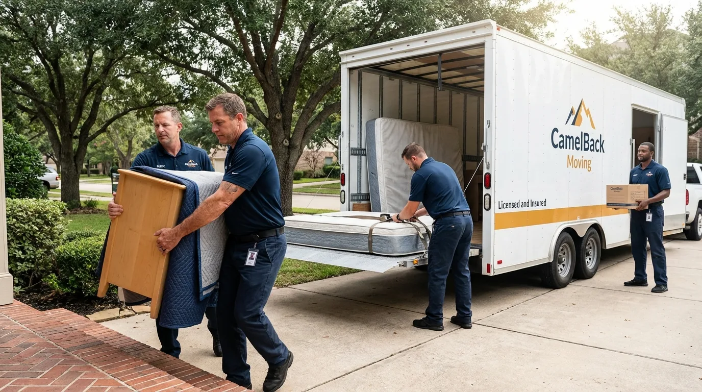 Crew loading residential truck for cross-state move from Clay, WV