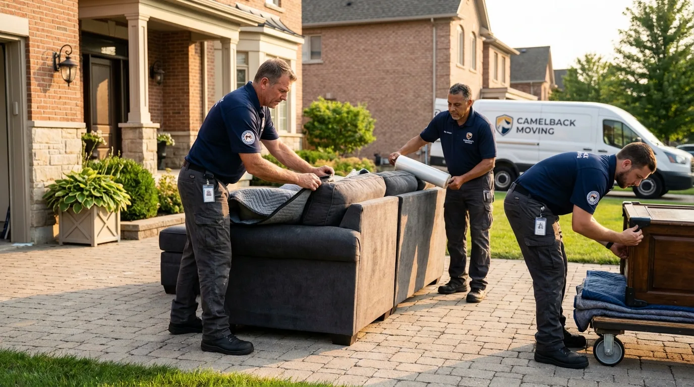 Large estate moving crew wrapping furniture in Clay, WV